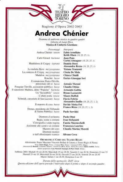 ANDREA CHENIER 2002 TORINO