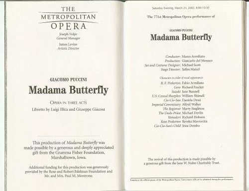 MET opera program Madama Butterfly