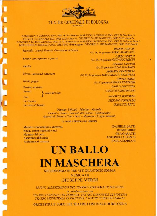 UN BALLO IN MASCHERA BOLOGNA 2003